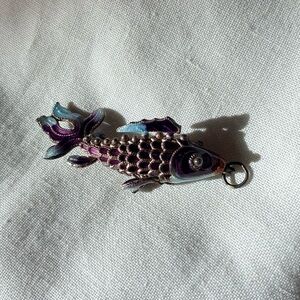 Vintage articulated enamel koi fish pendant